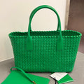 BOTTEGA VENETA SMALL CABAT 32 IN GREEN LAMBSKIN