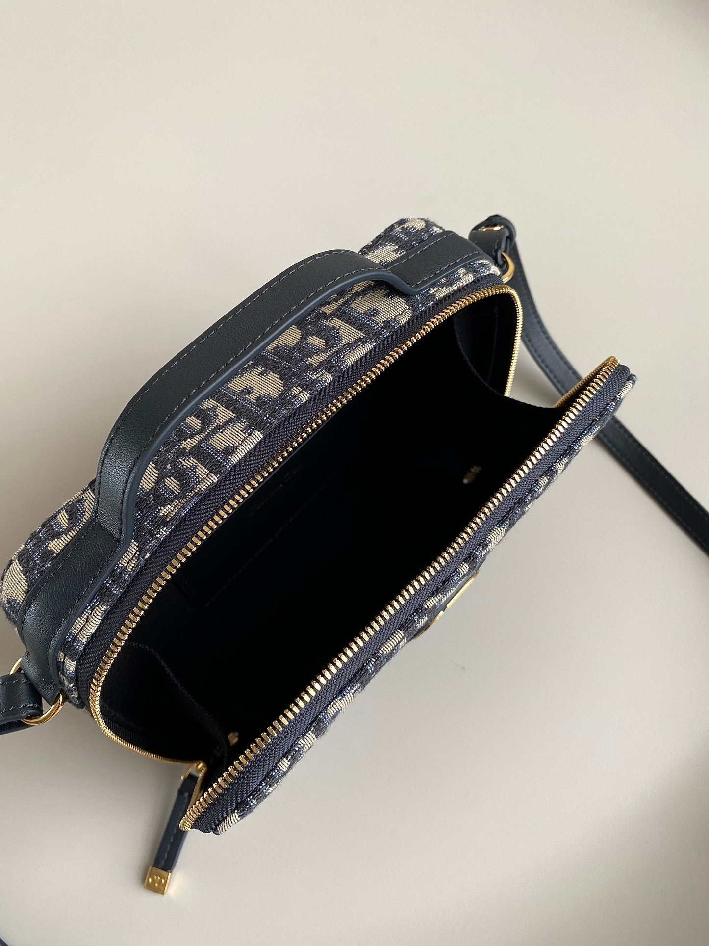 DIOR CARO 18 CAMERA BAG IN BLUE OBLIQUE JACQUARD
