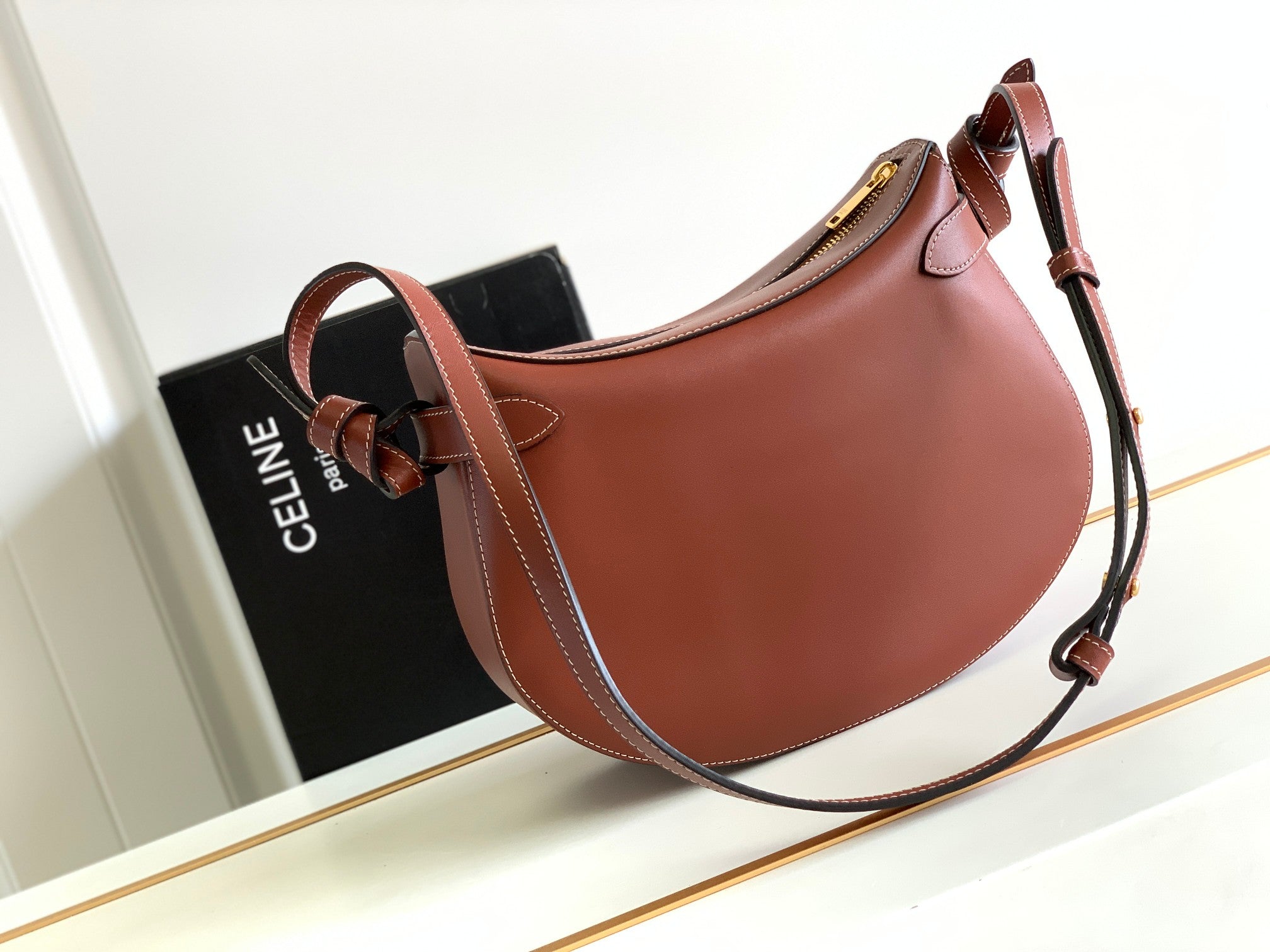 CELINE TRIOMPHE CLASSIC 25 CINNAMON BROWN CALFSKIN