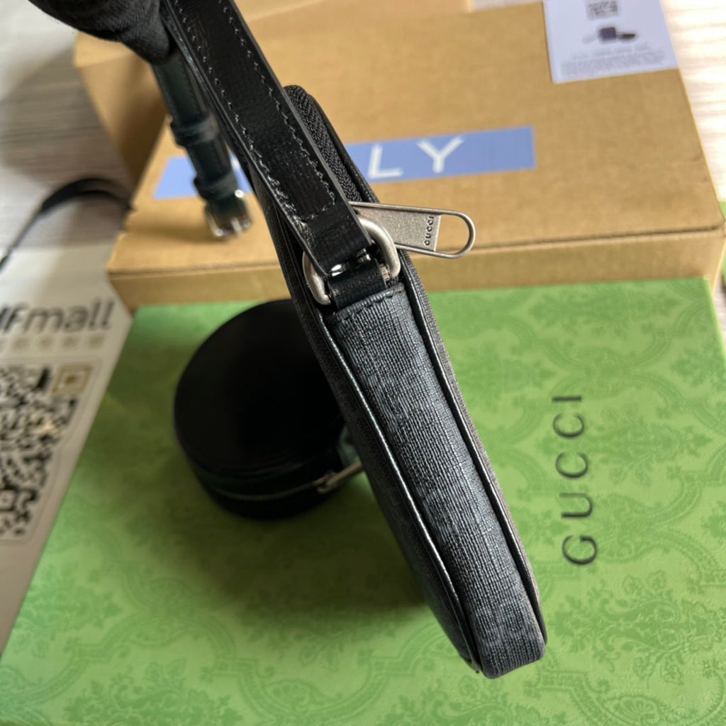 GUCCI MINI BAG 17 IN BLACK CALFSKIN AND CANVAS