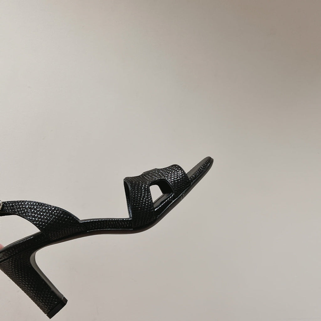 HERMES SLINGBACK SANDAL ETERNITE 75 BLACK LAMBSKIN