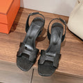 HERMES SLINGBACK SANDAL ETERNITE 75 BLACK LAMBSKIN