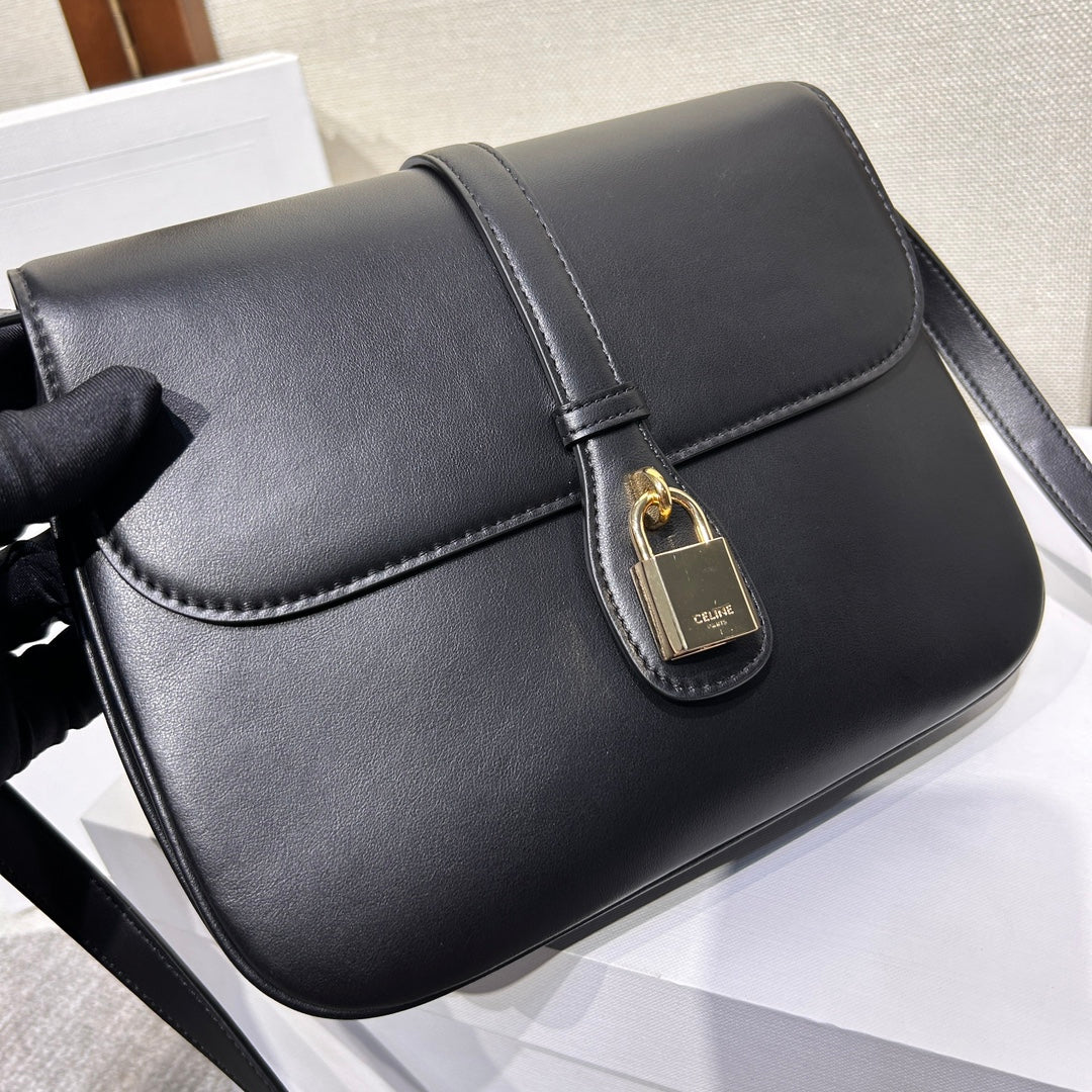 CELINE TABOU FLAP BAG 22 IN BLACK SMOOTH CALFSKIN GOLD LOCK