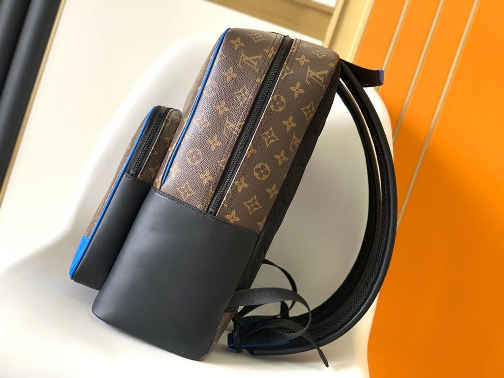 LOUIS VUITTON DEAN BACKPACK 42 IN BLUE AND BROWN MONOGRAM CANVAS