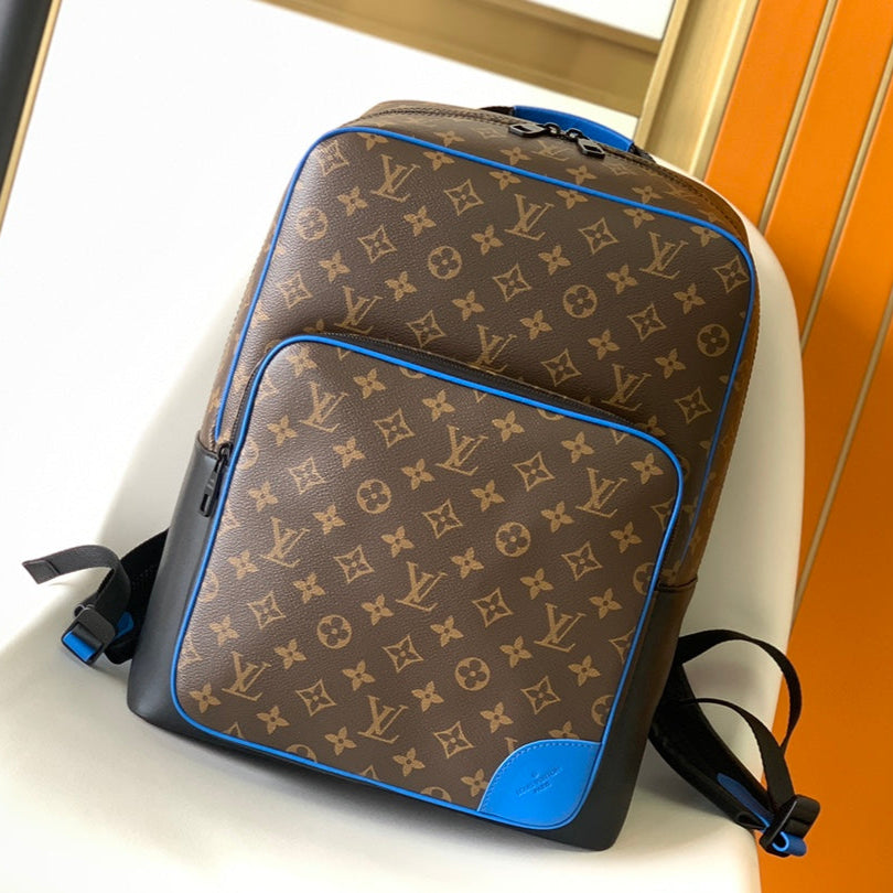 LOUIS VUITTON DEAN BACKPACK 42 IN BLUE AND BROWN MONOGRAM CANVAS