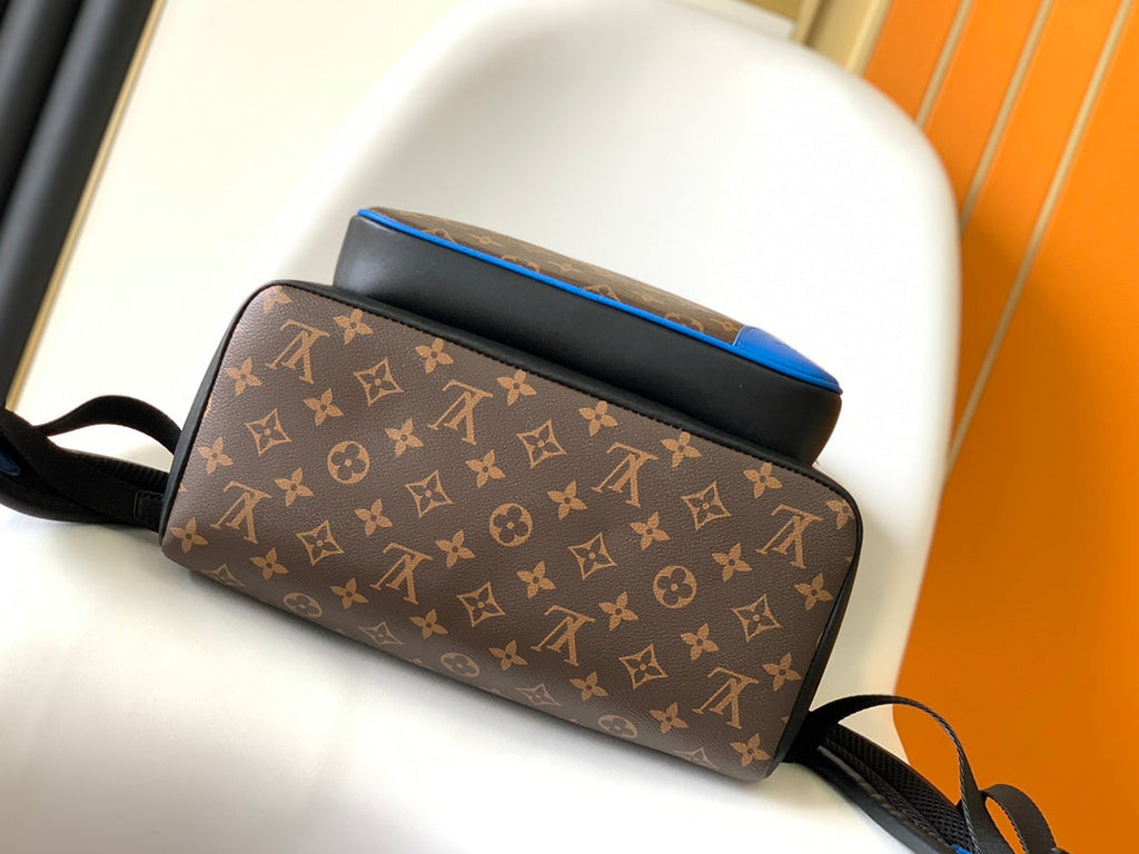 LOUIS VUITTON DEAN BACKPACK 42 IN BLUE AND BROWN MONOGRAM CANVAS