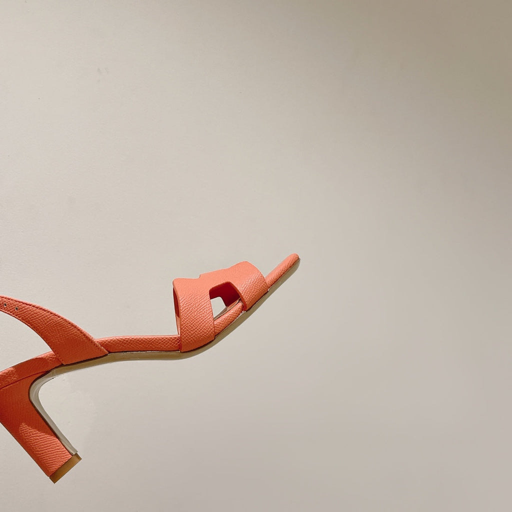 HERMES SLINGBACK SANDAL ETERNITE 75 CANTALOUPE LAMBSKIN
