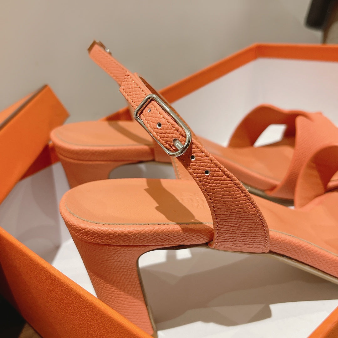 HERMES SLINGBACK SANDAL ETERNITE 75 CANTALOUPE LAMBSKIN