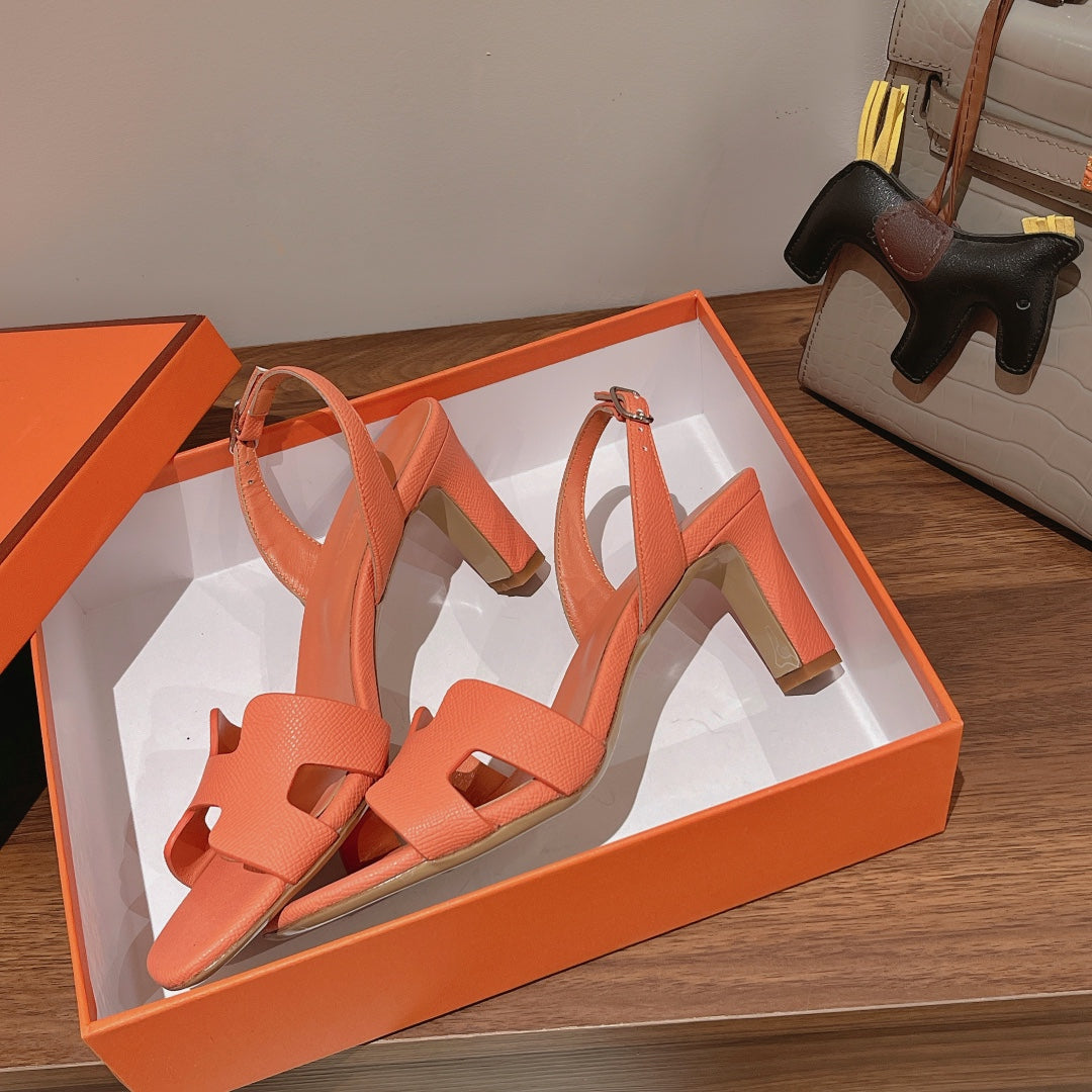 HERMES SLINGBACK SANDAL ETERNITE 75 CANTALOUPE LAMBSKIN