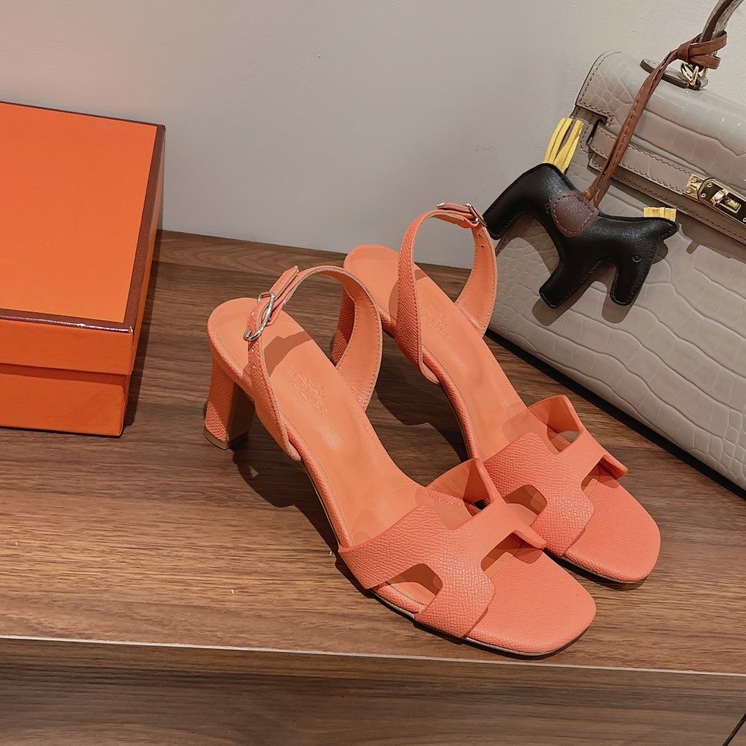HERMES SLINGBACK SANDAL ETERNITE 75 CANTALOUPE LAMBSKIN