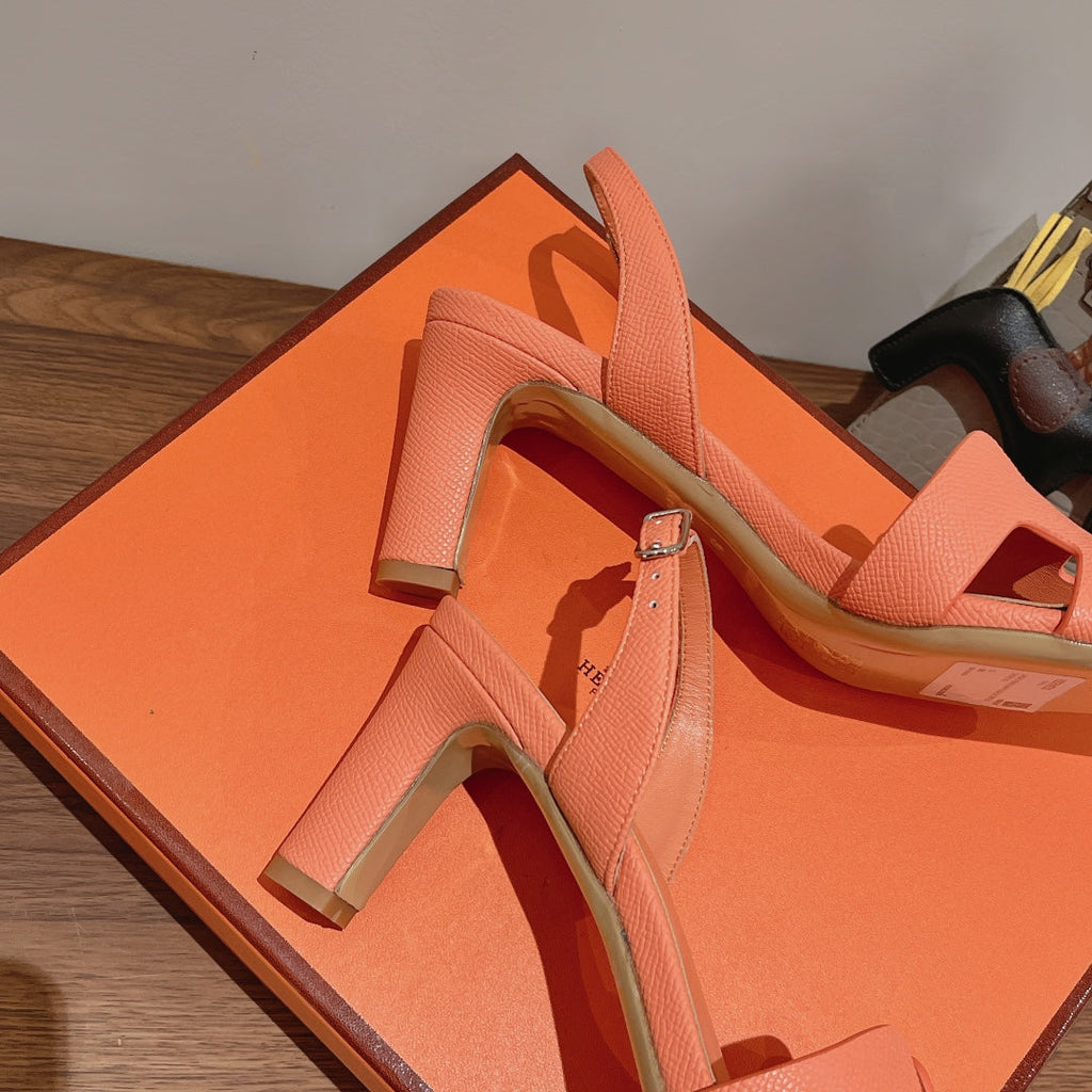 HERMES SLINGBACK SANDAL ETERNITE 75 CANTALOUPE LAMBSKIN