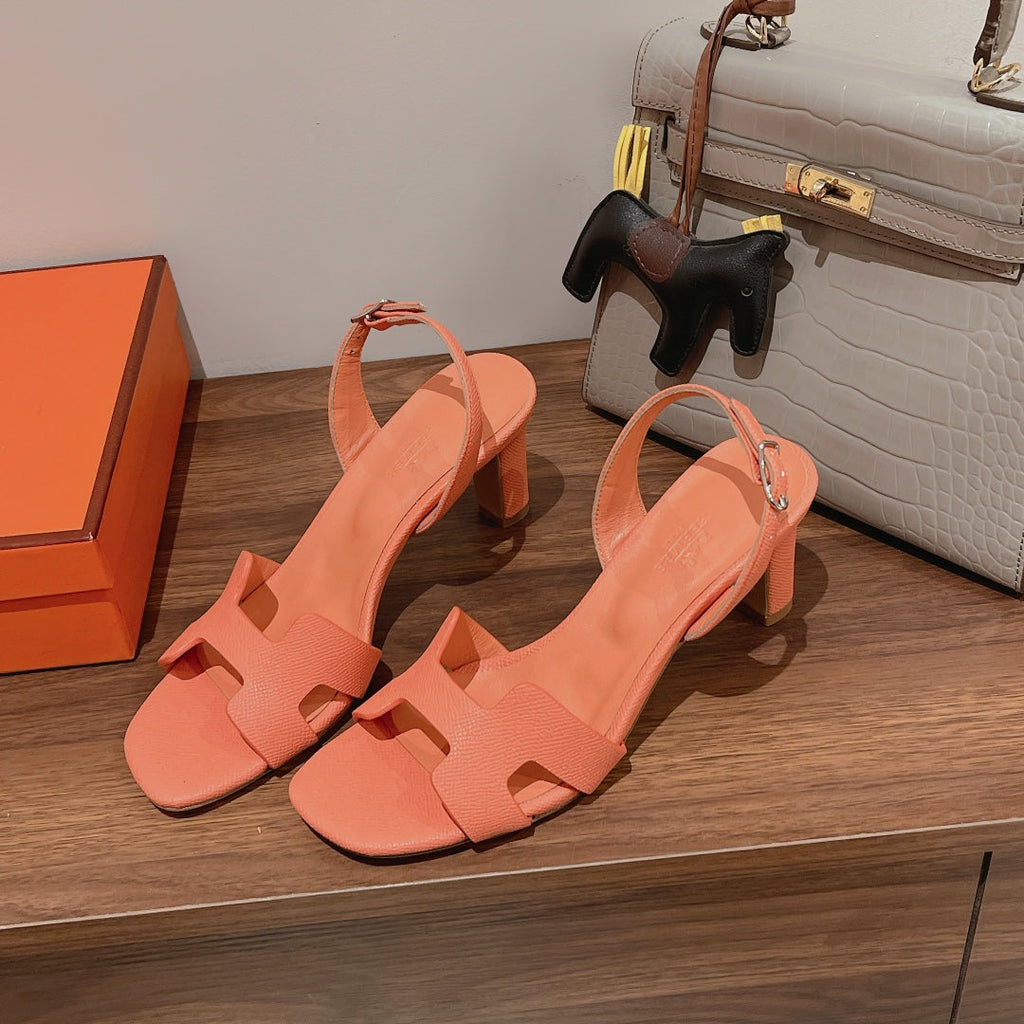 HERMES SLINGBACK SANDAL ETERNITE 75 CANTALOUPE LAMBSKIN