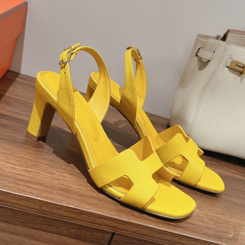 HERMES SLINGBACK SANDAL ETERNITE 75 YELLOW LAMBSKIN