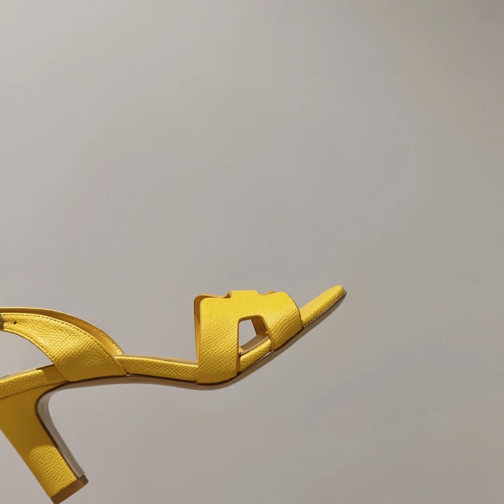 HERMES SLINGBACK SANDAL ETERNITE 75 YELLOW LAMBSKIN