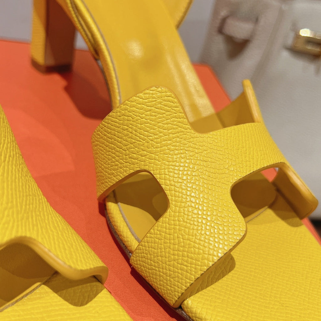 HERMES SLINGBACK SANDAL ETERNITE 75 YELLOW LAMBSKIN