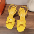 HERMES SLINGBACK SANDAL ETERNITE 75 YELLOW LAMBSKIN