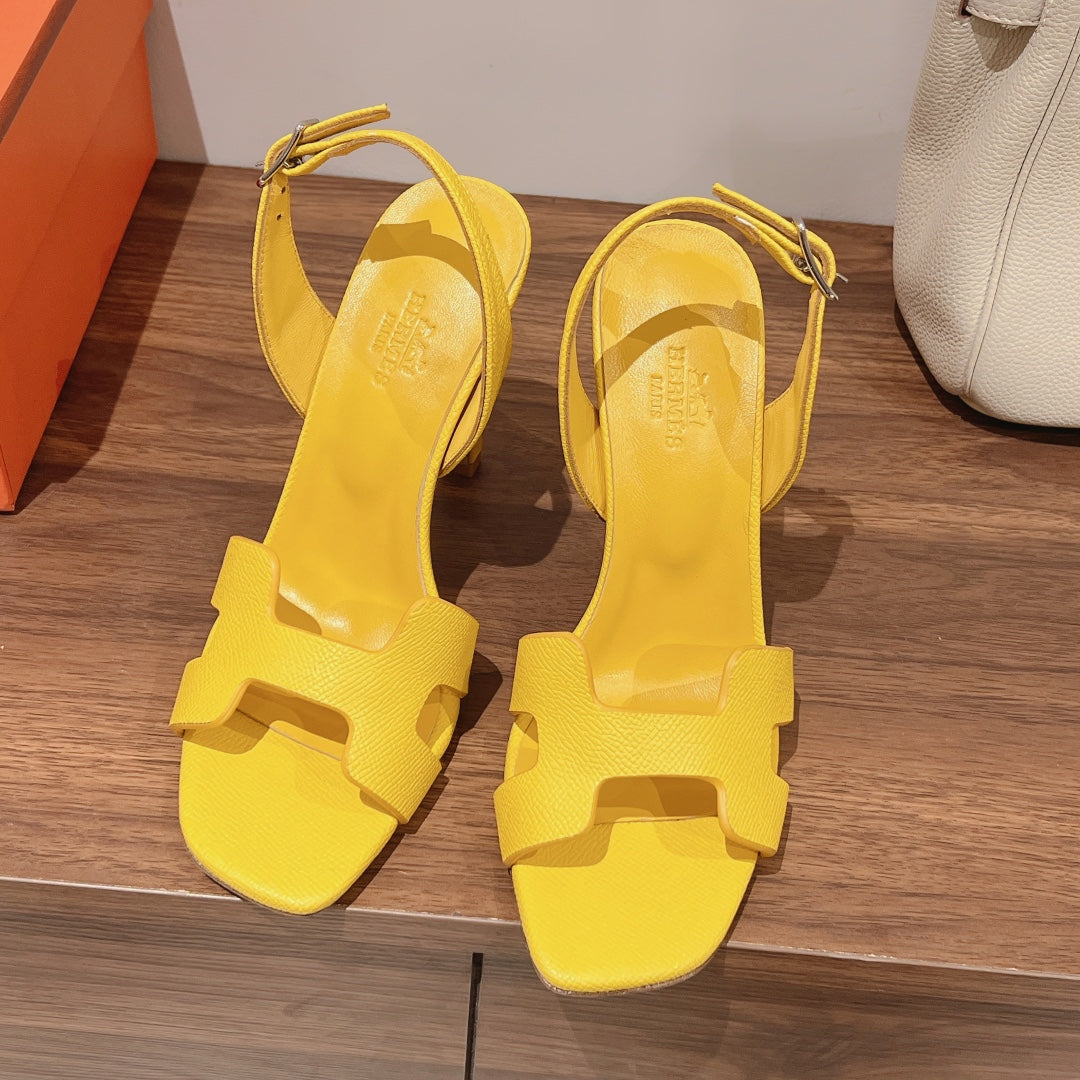 HERMES SLINGBACK SANDAL ETERNITE 105 YELLOW LAMBSKIN