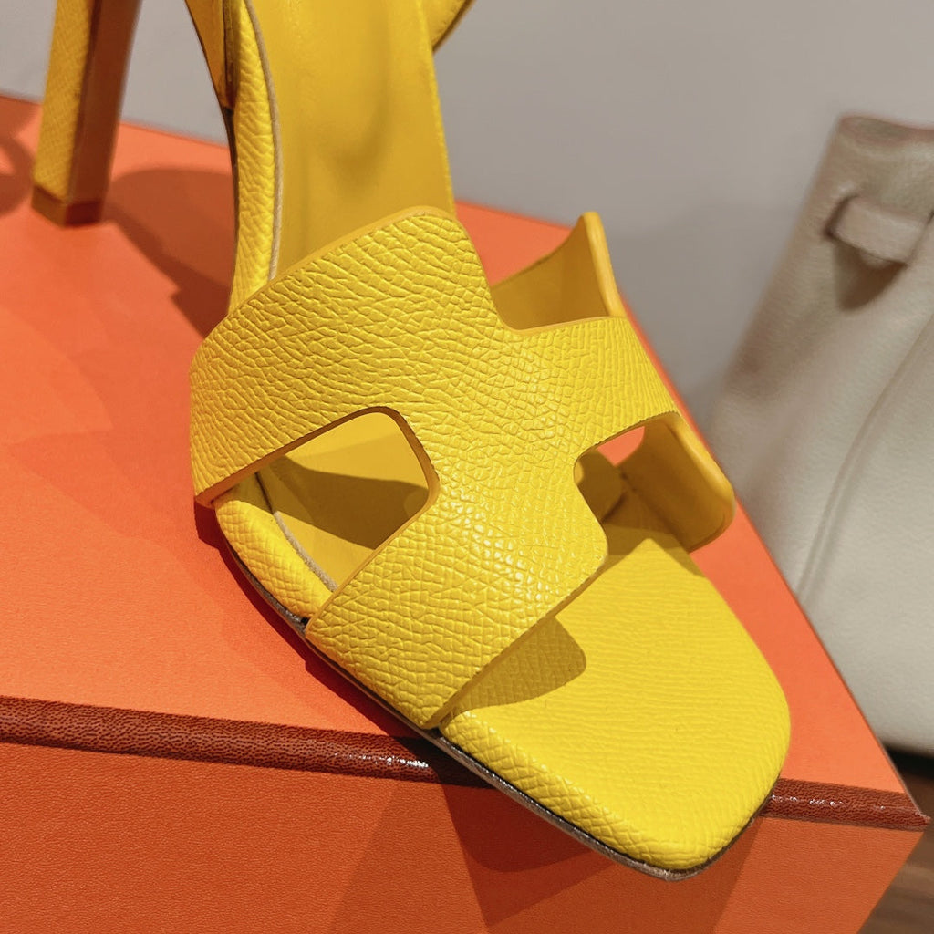 HERMES HOLY 105 SANDAL IN BRIGHT YELLOW GRAINED CALFSKIN