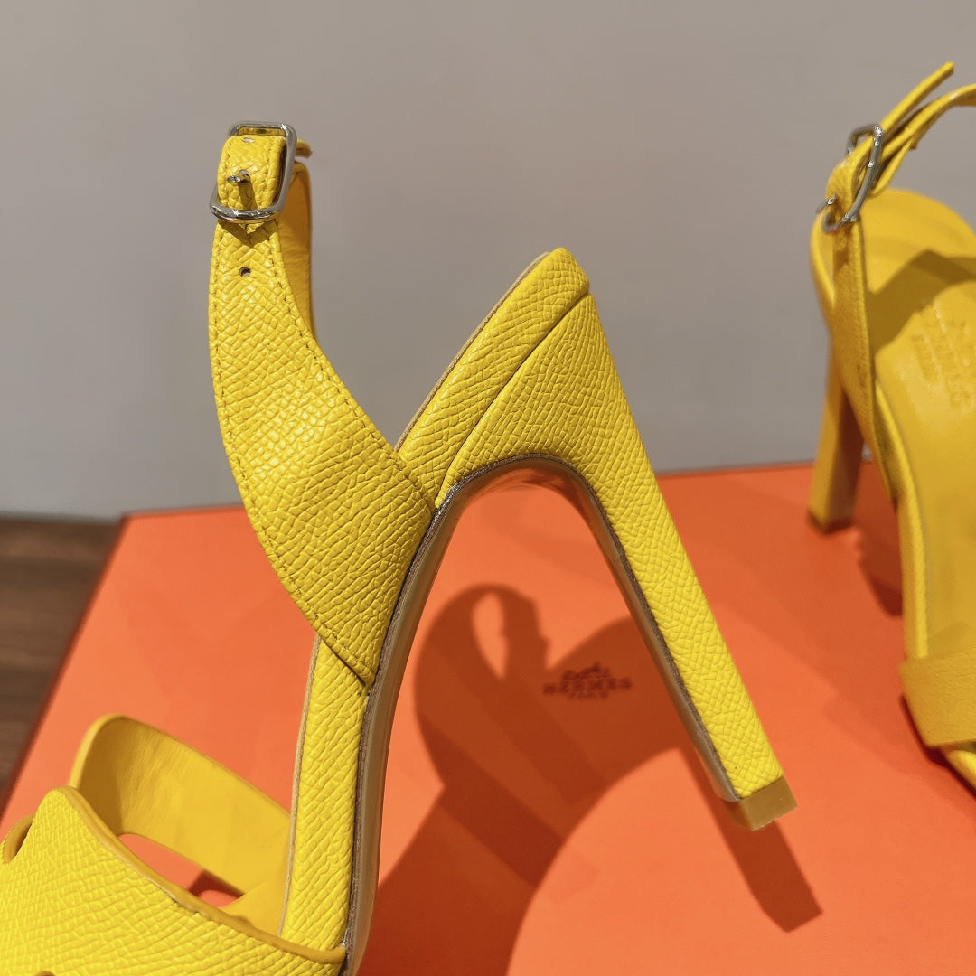 HERMES SLINGBACK SANDAL ETERNITE 105 YELLOW LAMBSKIN