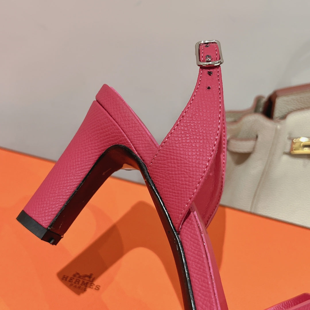 HERMES SLINGBACK SANDAL ETERNITE 75 BRIGHT PINK LAMBSKIN