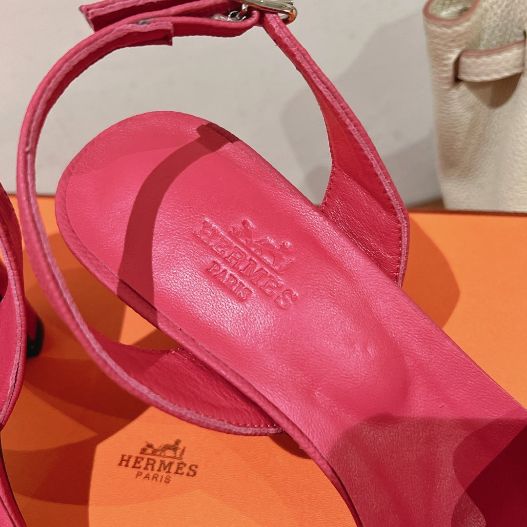 HERMES SLINGBACK SANDAL ETERNITE 75 BRIGHT PINK LAMBSKIN