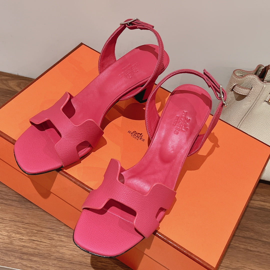 HERMES SLINGBACK SANDAL ETERNITE 75 BRIGHT PINK LAMBSKIN