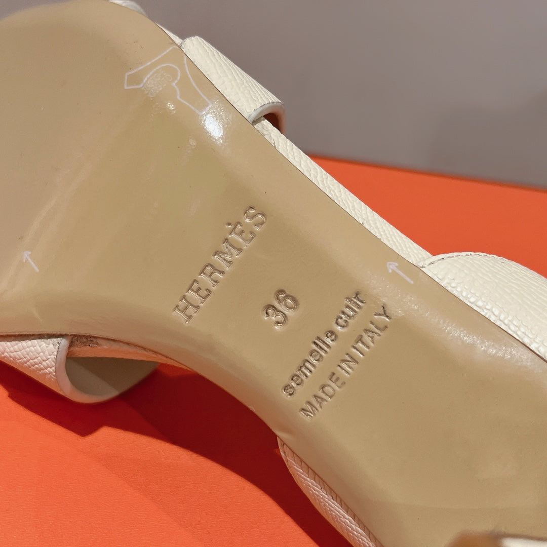 HERMES SLINGBACK SANDAL ETERNITE 75 CREAMY WHITE LAMBSKIN
