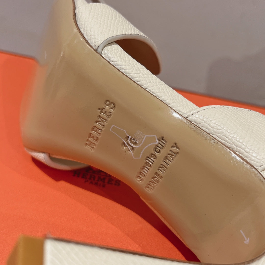 HERMES SLINGBACK SANDAL ETERNITE 105 WHITE LAMBSKIN