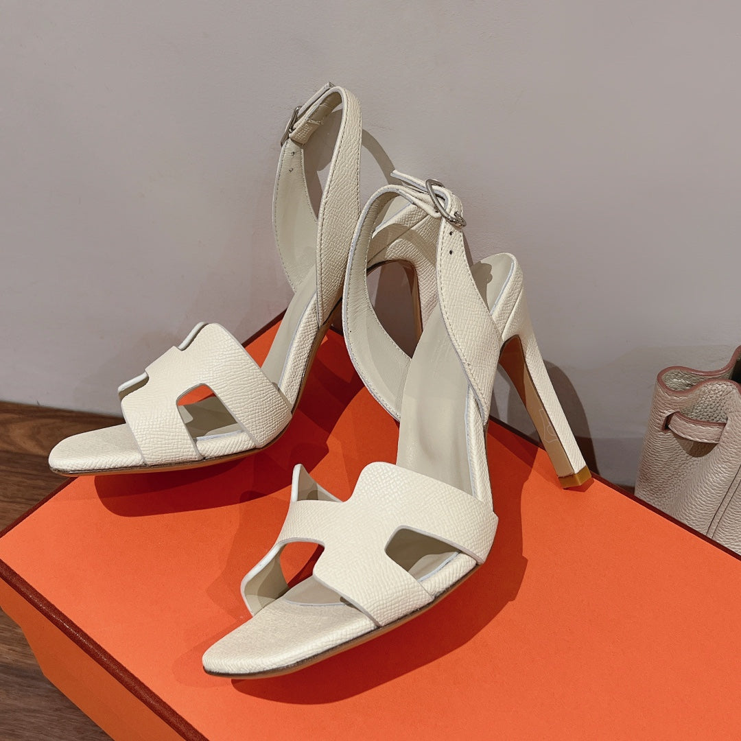 HERMES SLINGBACK SANDAL ETERNITE 105 WHITE LAMBSKIN