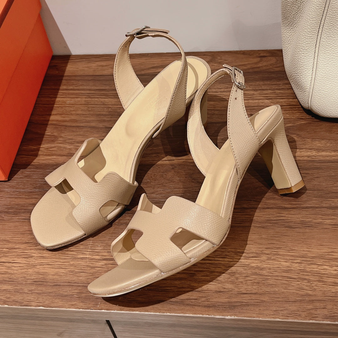 HERMES SLINGBACK SANDAL ETERNITE 75 BEIGE LAMBSKIN