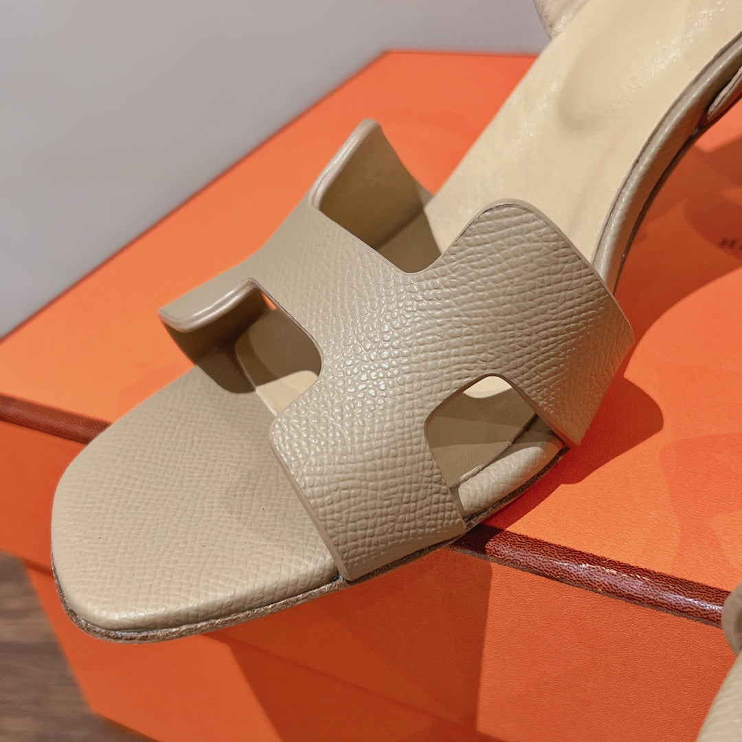 HERMES SLINGBACK SANDAL ETERNITE 75 BEIGE LAMBSKIN