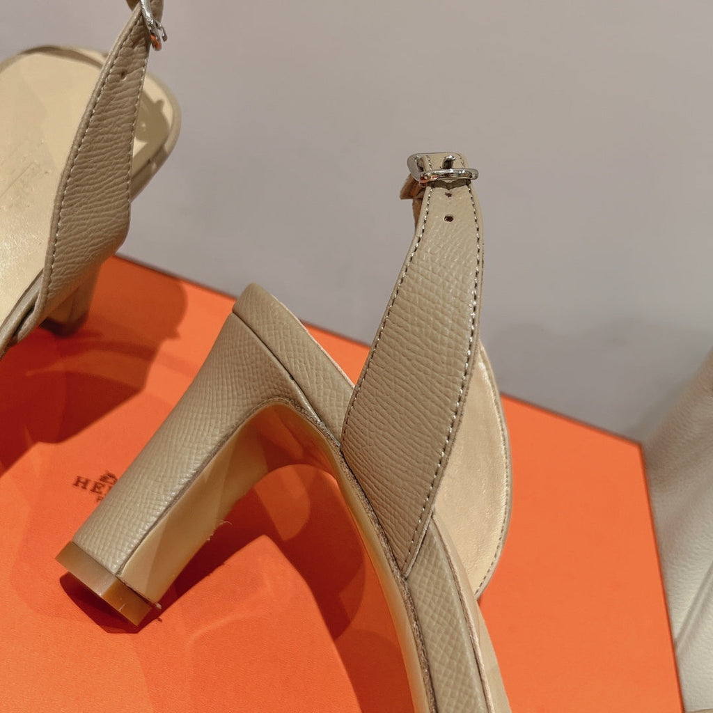 HERMES SLINGBACK SANDAL ETERNITE 75 BEIGE LAMBSKIN