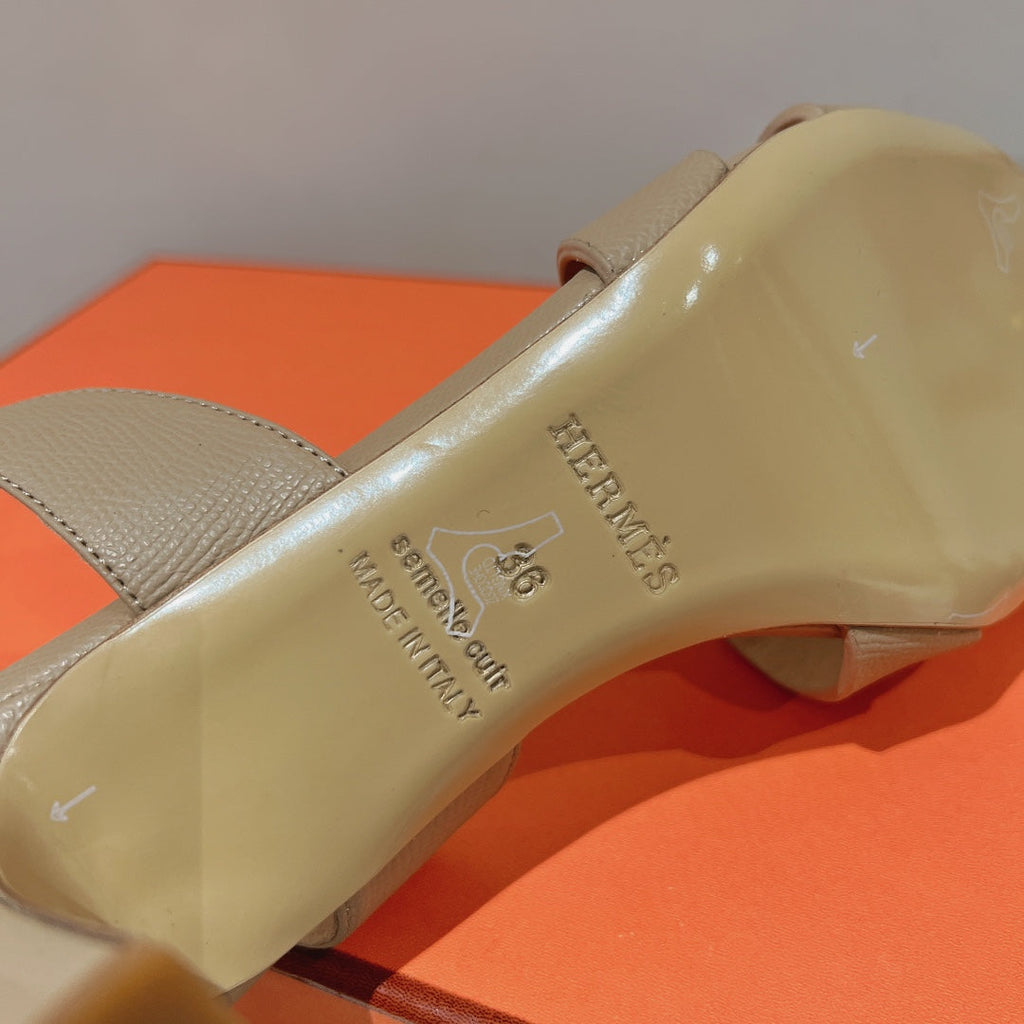 HERMES SLINGBACK SANDAL ETERNITE 75 BEIGE LAMBSKIN