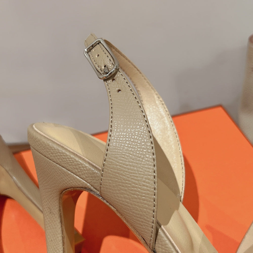 HERMES SLINGBACK SANDAL ETERNITE 105 BEIGE LAMBSKIN