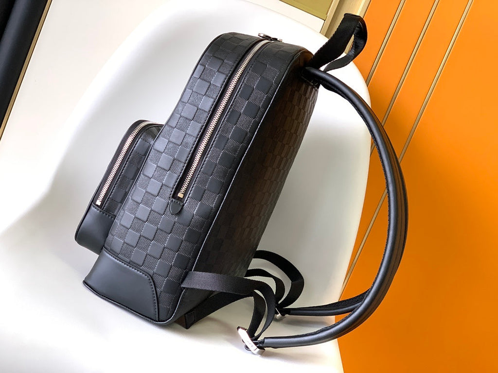 LOUIS VUITTON DAMIER CAMPUS BACKPACK 39 IN BLACK CALFSKIN AND CANVAS