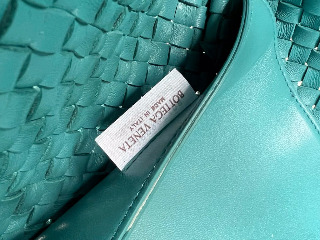 BOTTEGA VENETA SMALL CABAT 32 IN TEAL BLUE LAMBSKIN