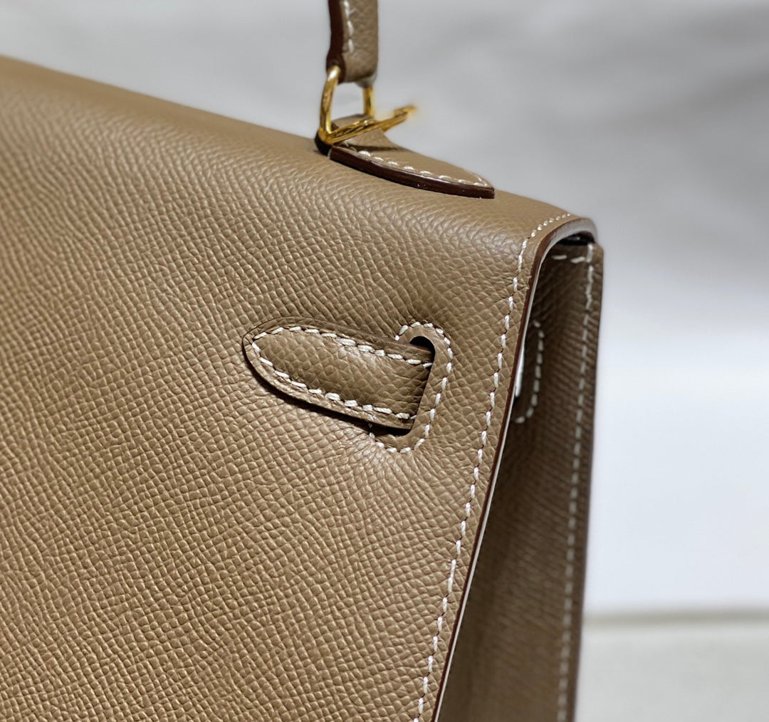 HERMES KELLY 25CM IN ETOUPE EPSOM CALFSKIN GOLD HARDWARE