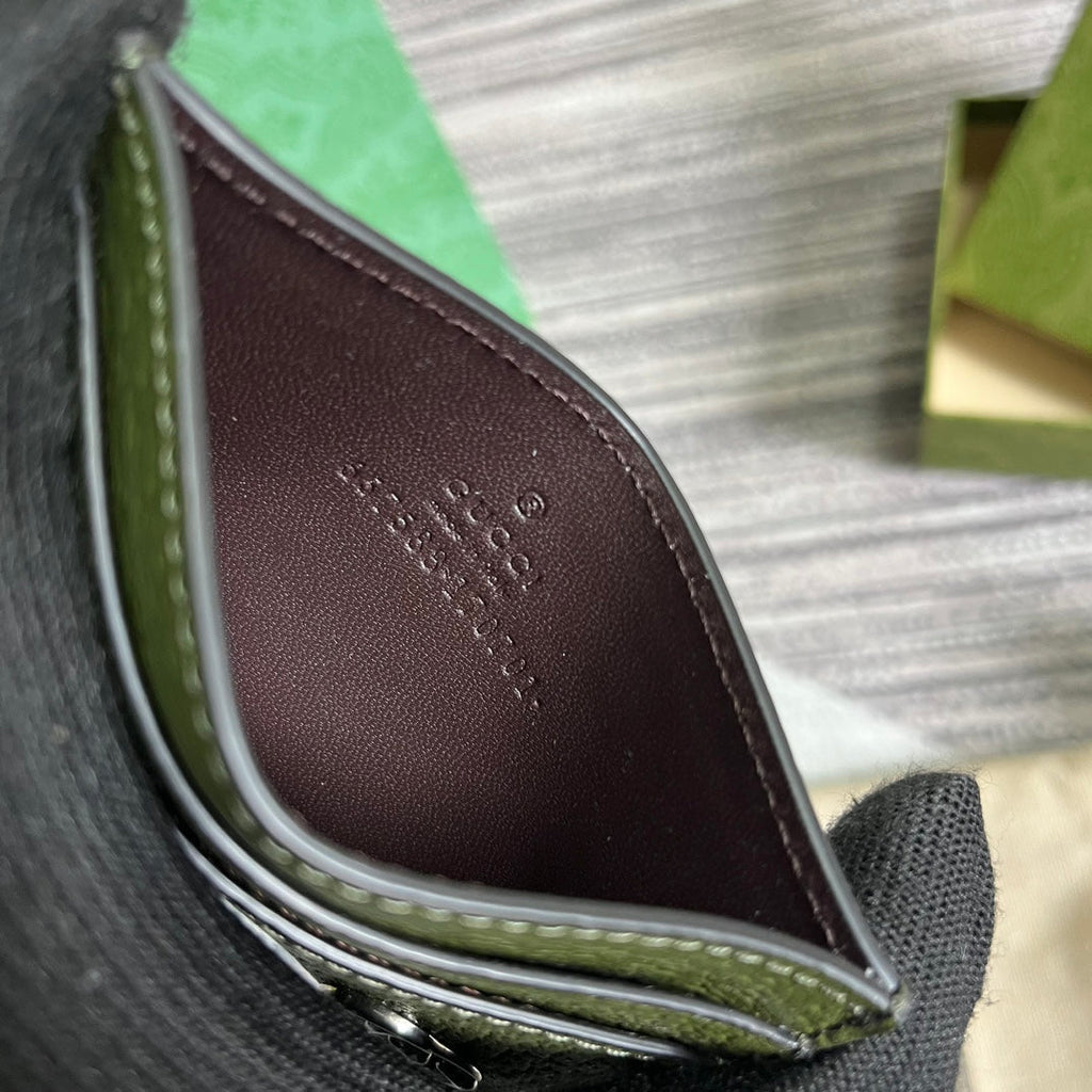 GUCCI MARMONT CARD HOLDER 11 IN ARMY GREEN LAMBSKIN
