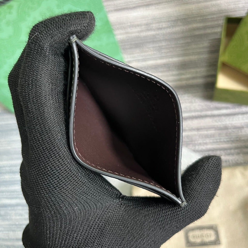 GUCCI MARMONT CARD HOLDER 11 IN ARMY GREEN LAMBSKIN