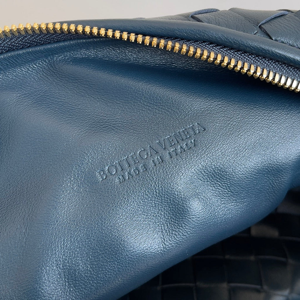 BOTTEGA VENETA MINI JODIE 23 IN STEEL BLUE LAMBSKIN