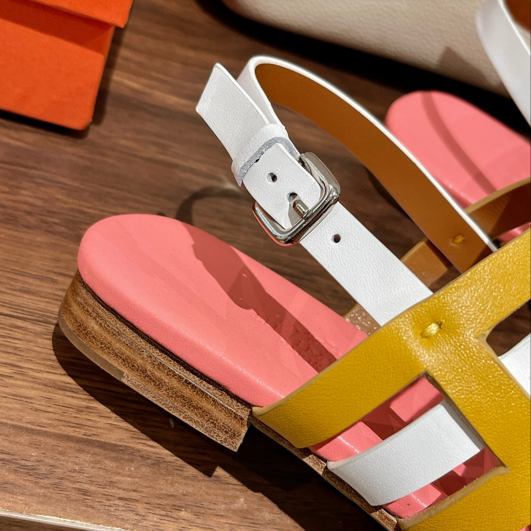HERMES EPHESE SANDAL MULTI-COLOR CALFSKIN