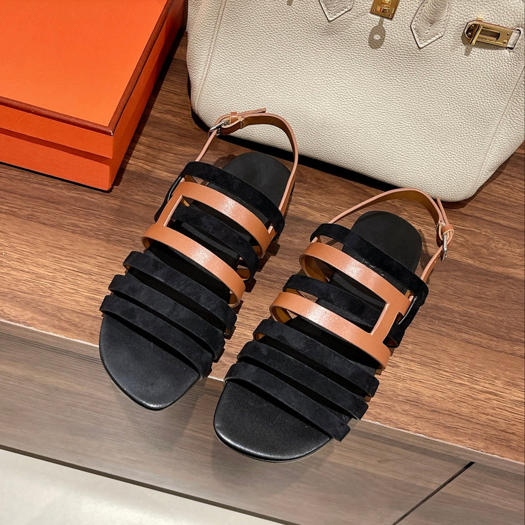 HERMES EPHESE SANDAL BLACK CALFSKIN