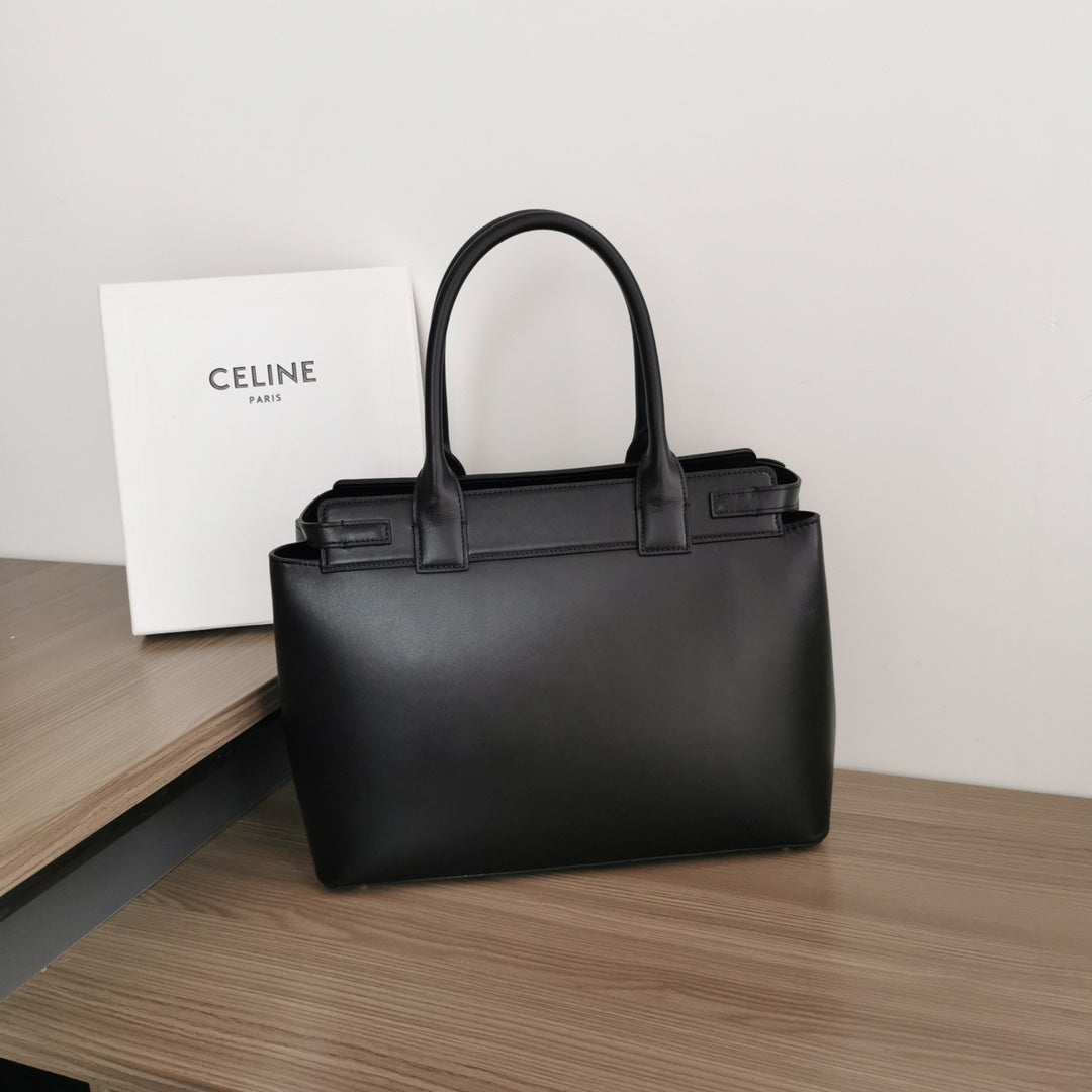 CELINE CONTI BAG 36 IN BLACK CALFSKIN GOLD HARDWARE