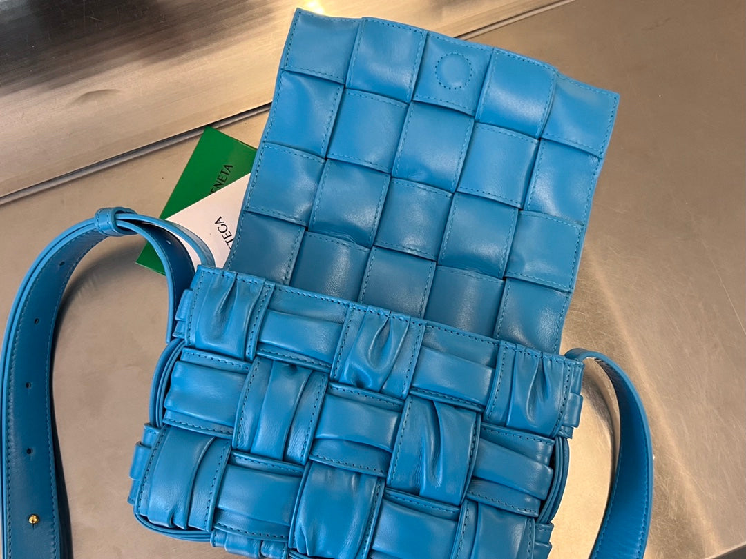 BOTTEGA VENETA MINI CASSETTE 19 IN SKY BLUE SOFT LAMBSKIN