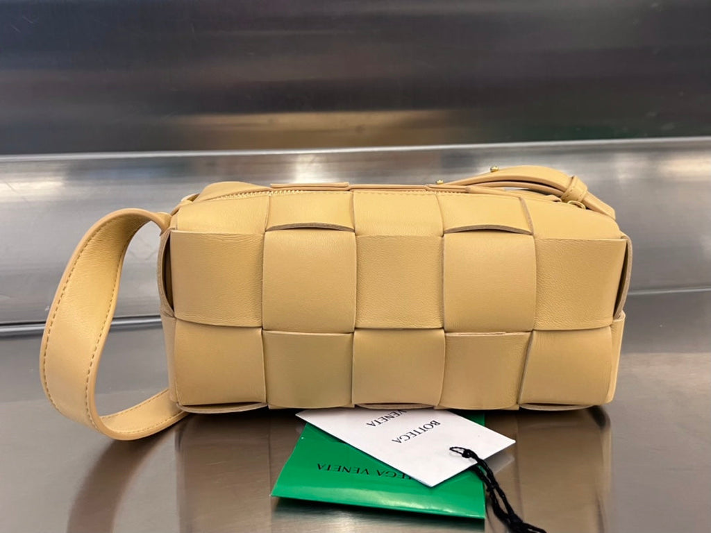 BOTTEGA VENETA BRICK CASSETTE 28 IN HARVEST GOLD CALFSKIN
