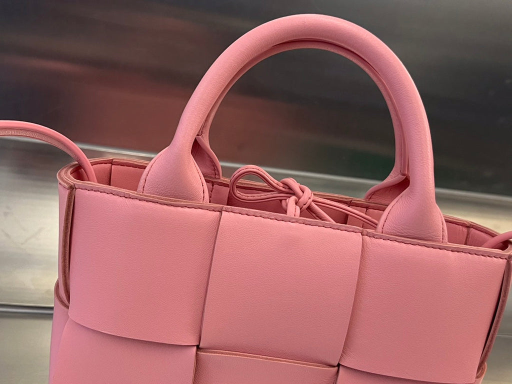 BOTTEGA VENETA CANDY ARCO TOTE 20 IN BLUSH PINK CALFSKIN