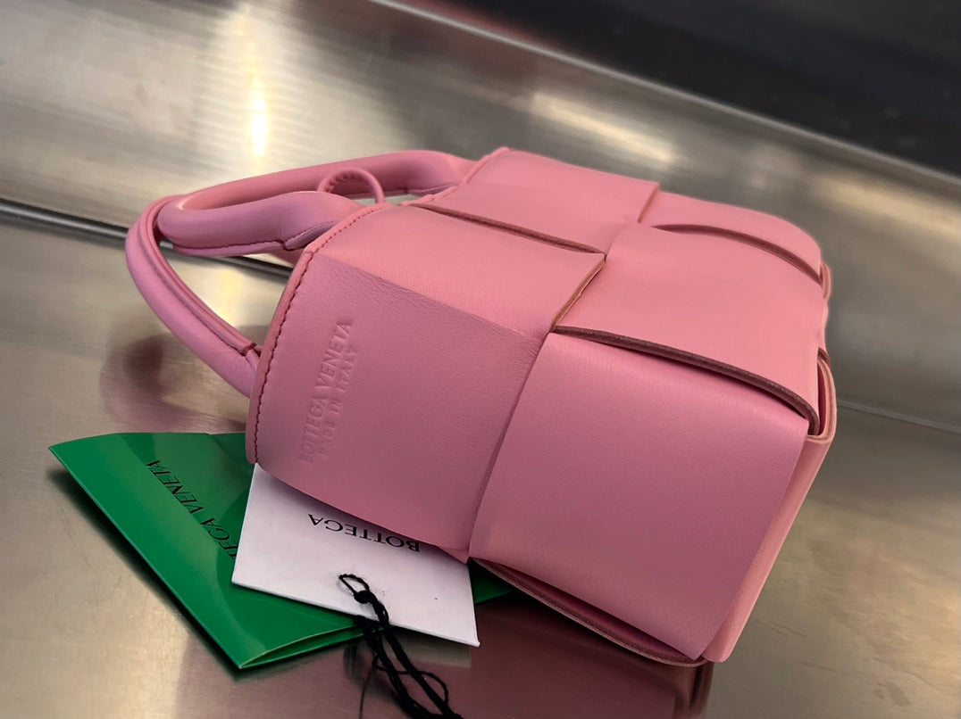 BOTTEGA VENETA CANDY ARCO TOTE 20 IN BLUSH PINK CALFSKIN