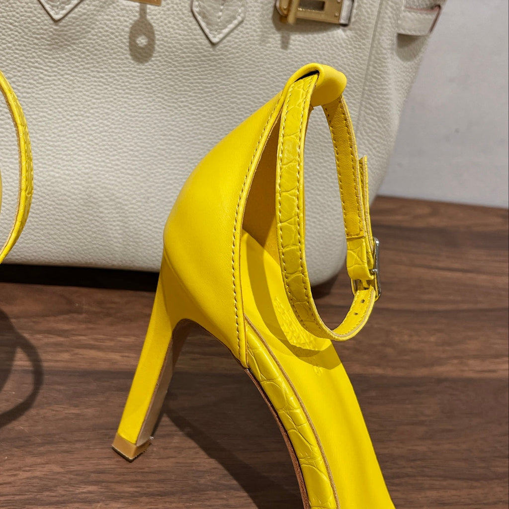 HERMES PREMIERE 105 SANDAL IN BRIGHT YELLOW CALFSKIN