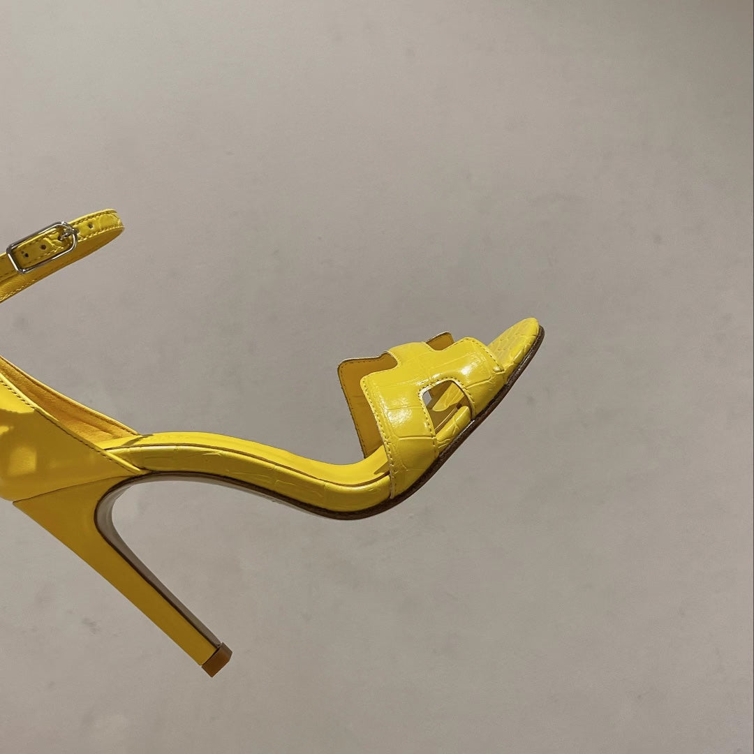 HERMES PREMIERE 115 SANDAL IN BRIGHT YELLOW CALFSKIN