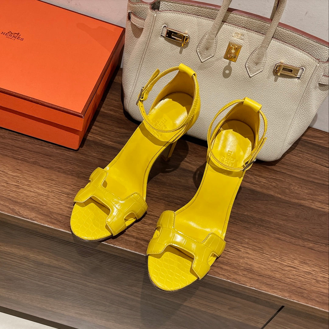 HERMES PREMIERE 115 SANDAL IN BRIGHT YELLOW CALFSKIN